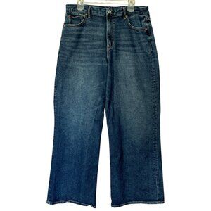 American Eagle Womens Curvy Super High Rise Baggy Wide Leg Jeans Size 14 Stretch